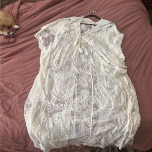 Elegant White Lace Swim Coverup